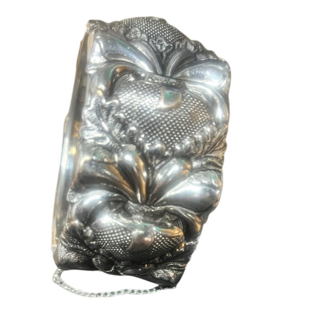 Vintage Vargas Silvertone Mesh Floral Bangle Bracelet